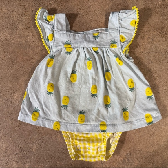 Carter's- 6M Blue Dress With Yellow Pineapple Print 🍍 - Picture 1 of 5